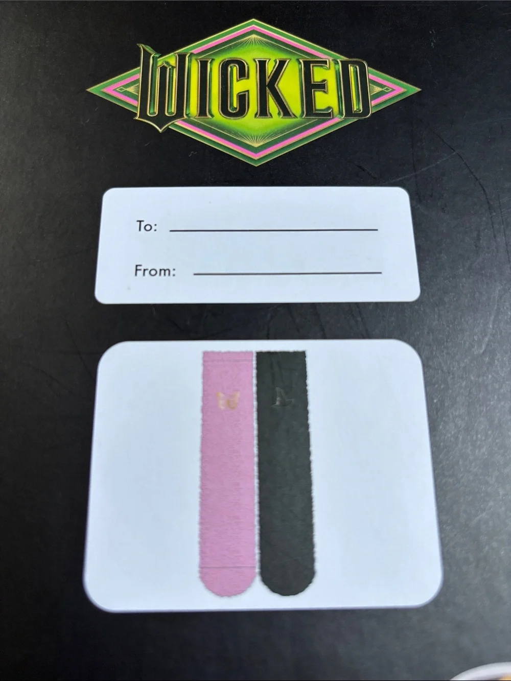Wicked Cozy Socks (2 prs) Fun Reusable iridescent glitter box Black + Pink NWT